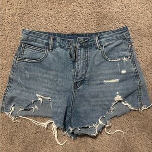 Distressed Blue Denim Shorts